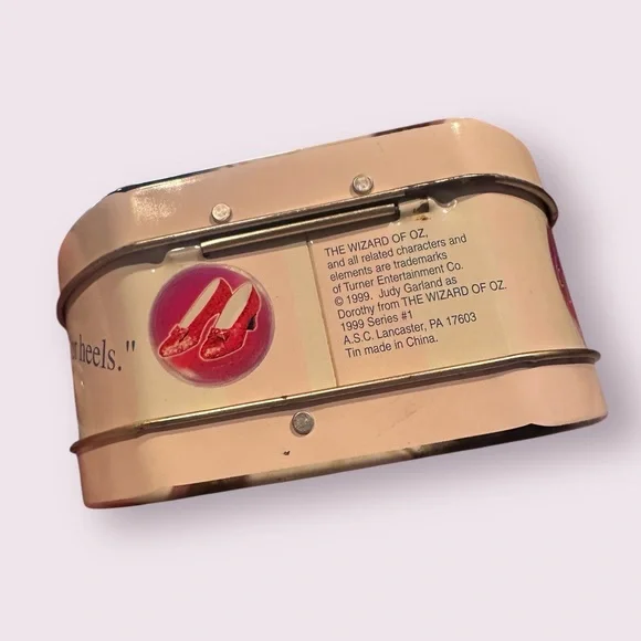 The Wizard of Oz Dorothy And Glinda Small Round Metal Tin Lunchbox Purse 1999 - Picture 3 of 10